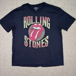 Rolling Stones Shirt 2XL Black Short Sleeve Classic Tongue Lips Band Tee